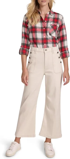 Nautica Women's Button Pocket Wide Leg Sailor Jeans