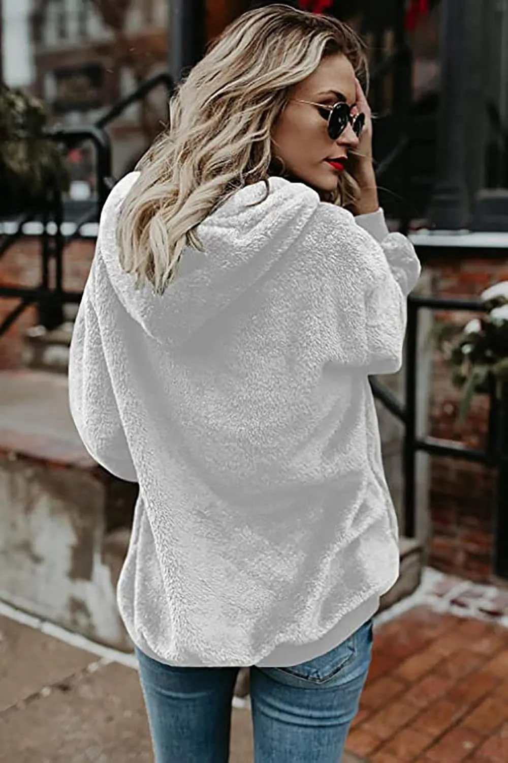 NEYOUQE Womens Warm Winter Long Sleeve 1/4 Zip Up Fleece Pullover Hoodies Sweaters Sweatshirts Fuzzy Coats with Pocket