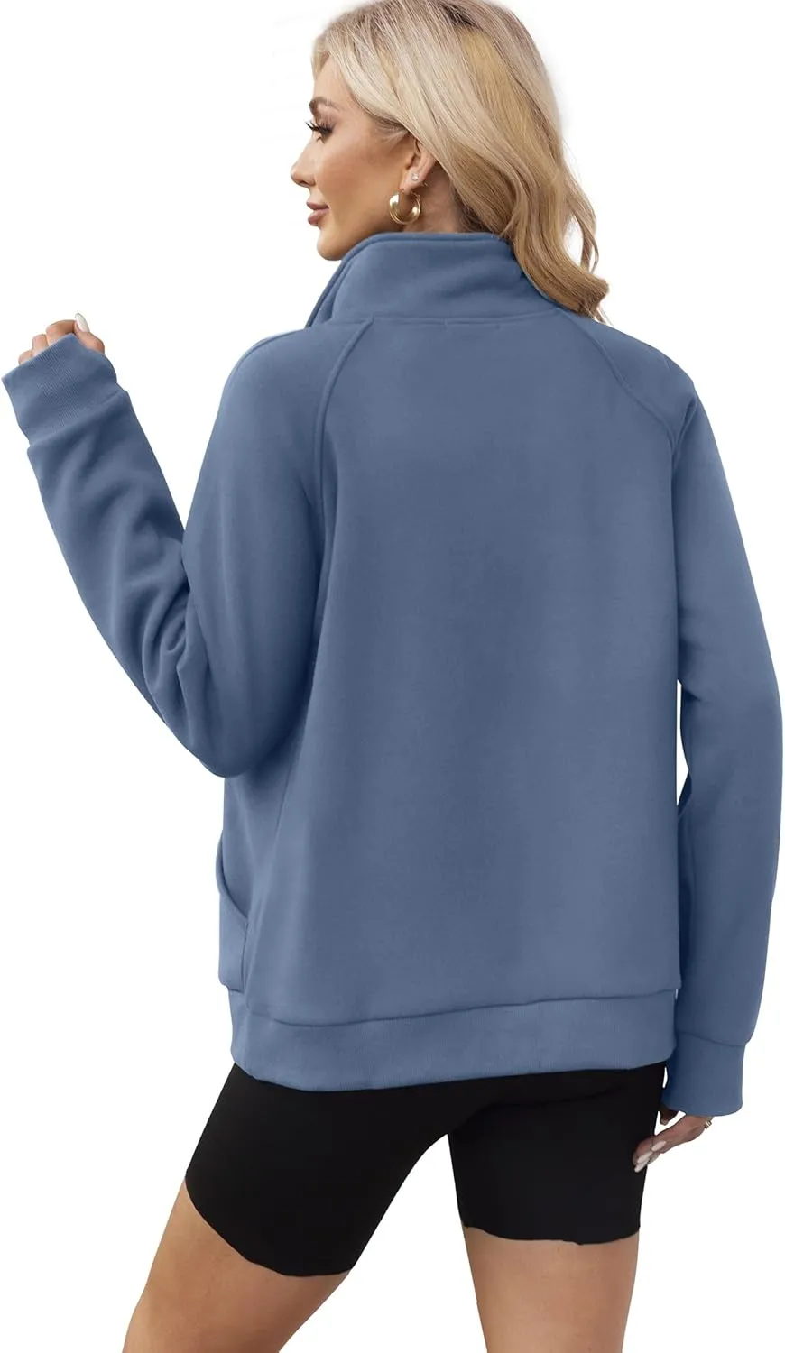 OFEEFAN Women's Full Zip Up Sweatshirt Oversized Fleece Jacket Trendy Hoodies Lightweight Coats with Pockets