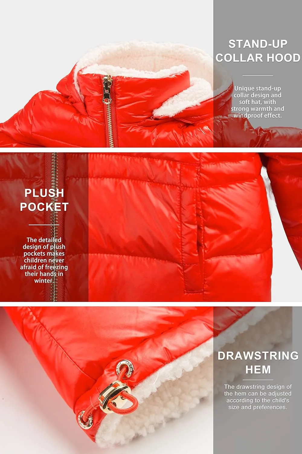 Orolay Boy's Reversible Fleece Down Jacket Warm Winter Coat Hooded Puffer Jacket