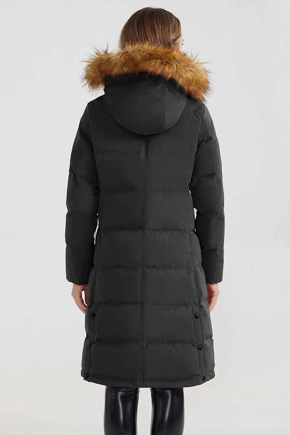 Orolay Women's Down Jacket Winter Long Coat Windproof Puffer Jacket with Fur Hood