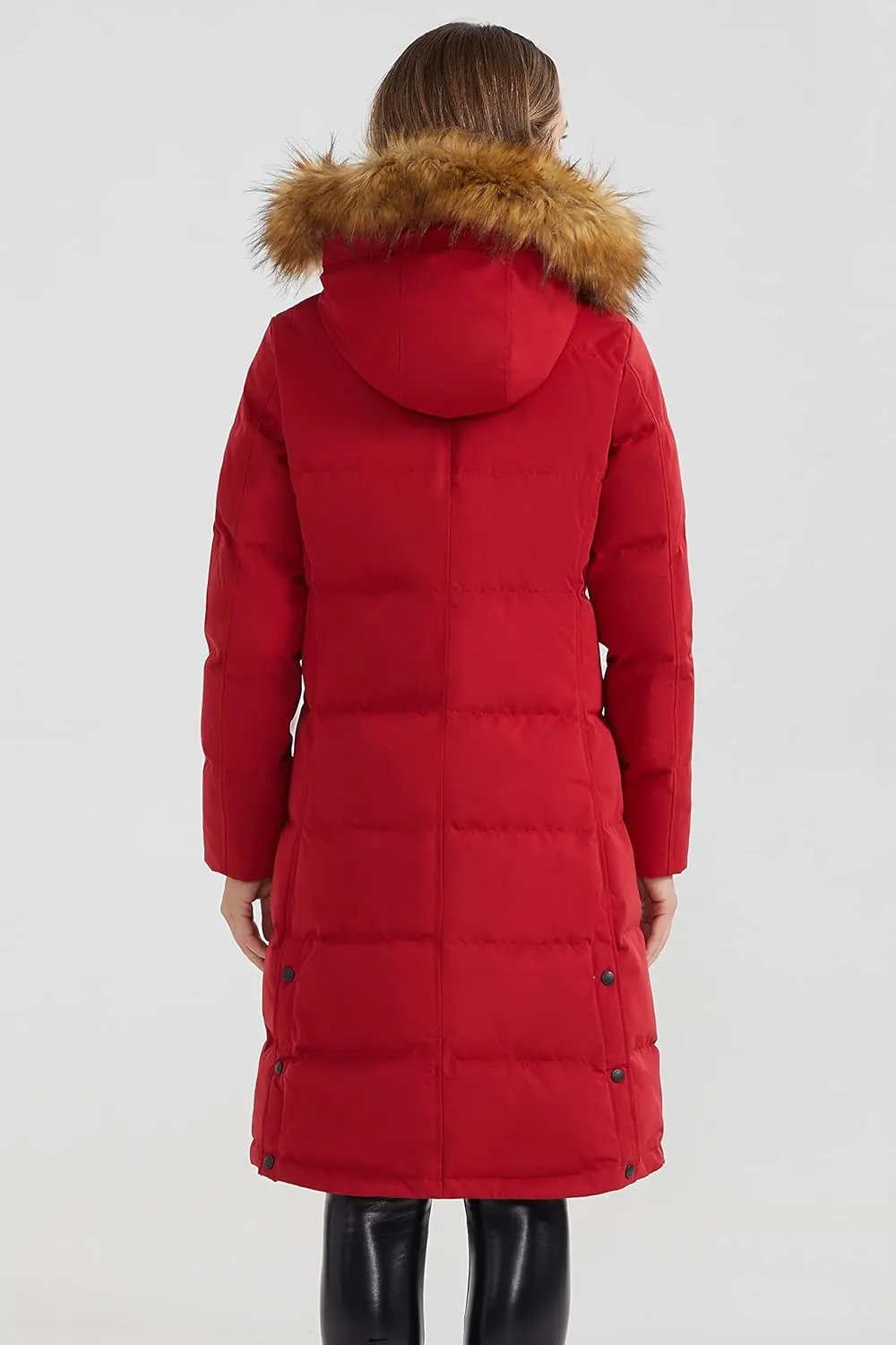 Orolay Women's Down Jacket Winter Long Coat Windproof Puffer Jacket with Fur Hood