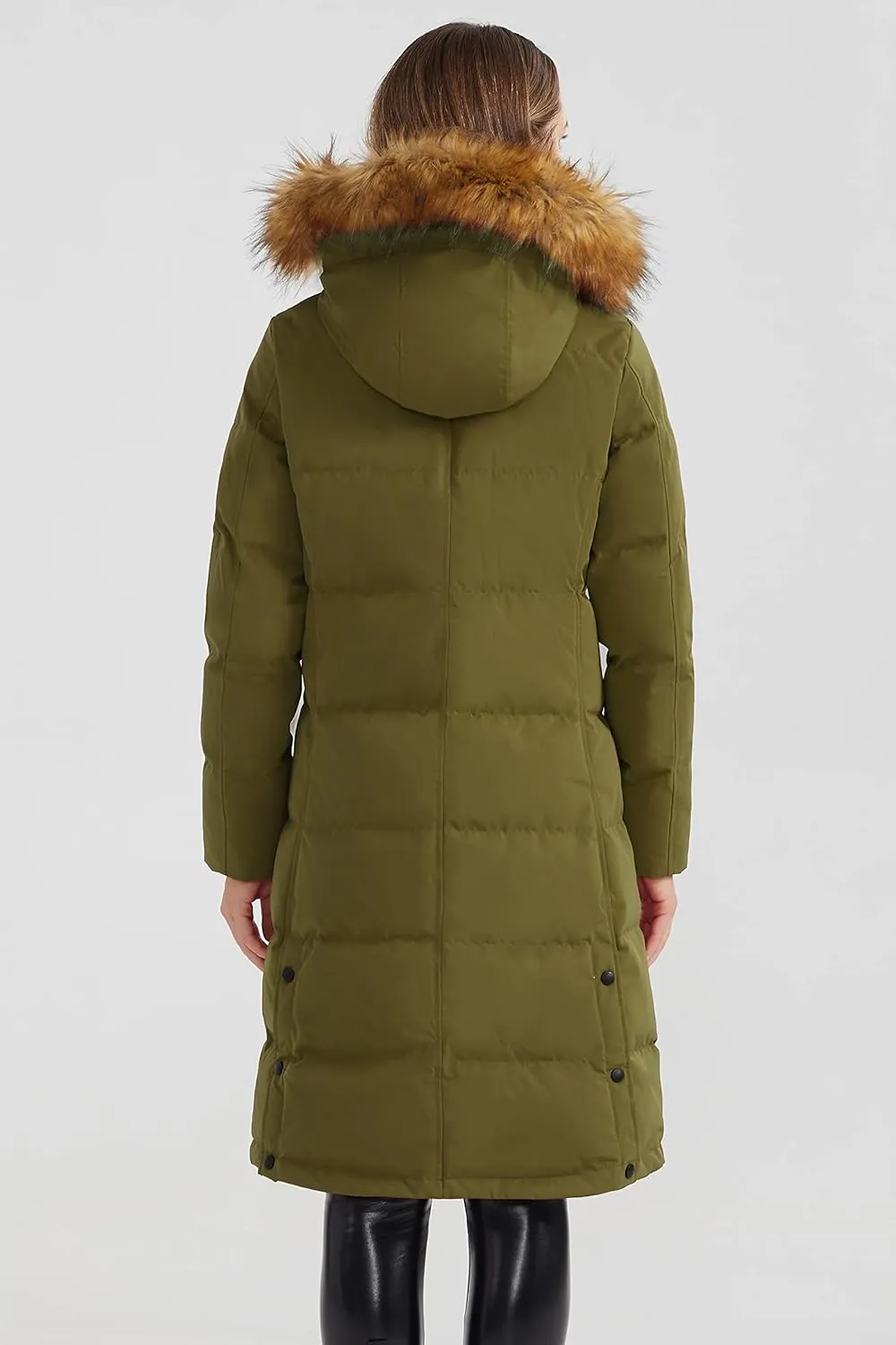 Orolay Women's Down Jacket Winter Long Coat Windproof Puffer Jacket with Fur Hood