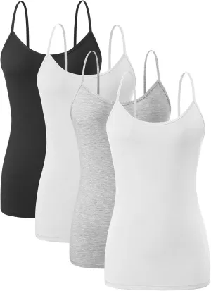 Orrpally Basic Cami Tank Tops Women Lightweight Camisole Stretch Tank Top Adjustable 4-Pack