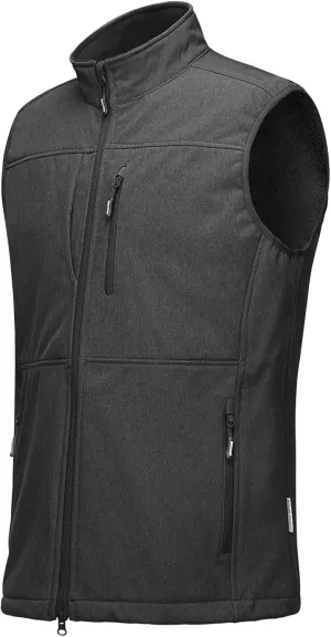 Outdoor Ventures Men's Running Vest Outerwear, Lightweight Windproof Fleece-Lined Softshell Sleeveless Jacket for Golf