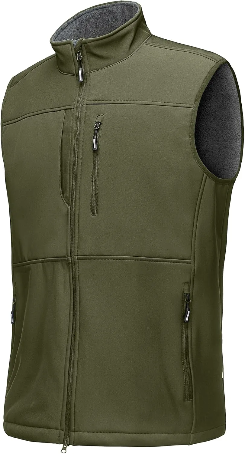 Outdoor Ventures Men's Running Vest Outerwear, Lightweight Windproof Fleece-Lined Softshell Sleeveless Jacket for Golf