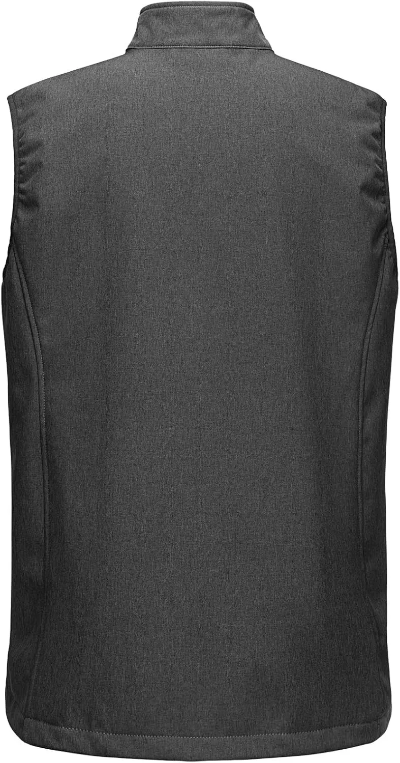 Outdoor Ventures Men's Running Vest Outerwear, Lightweight Windproof Fleece-Lined Softshell Sleeveless Jacket for Golf