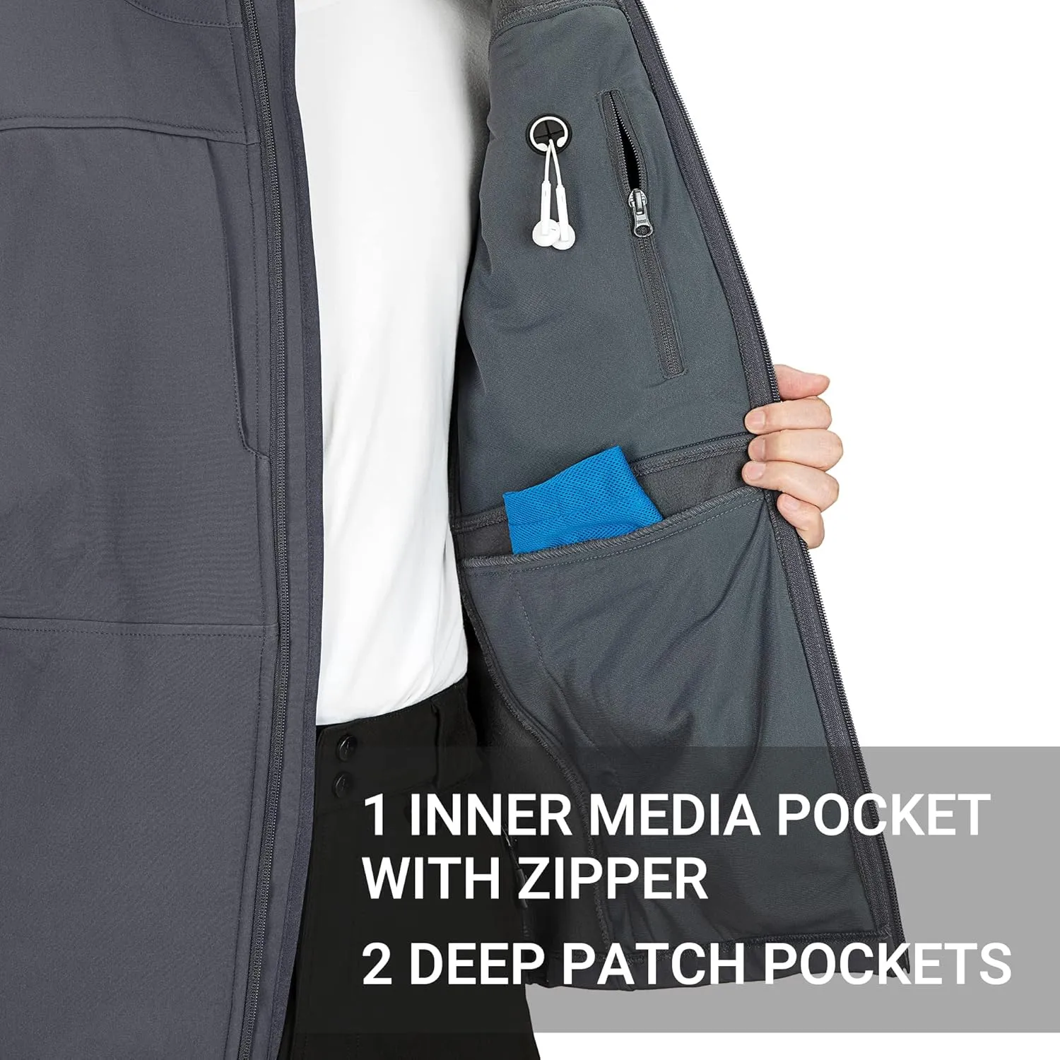 Outdoor Ventures Men's Running Vest Outerwear, Lightweight Windproof Fleece-Lined Softshell Sleeveless Jacket for Golf