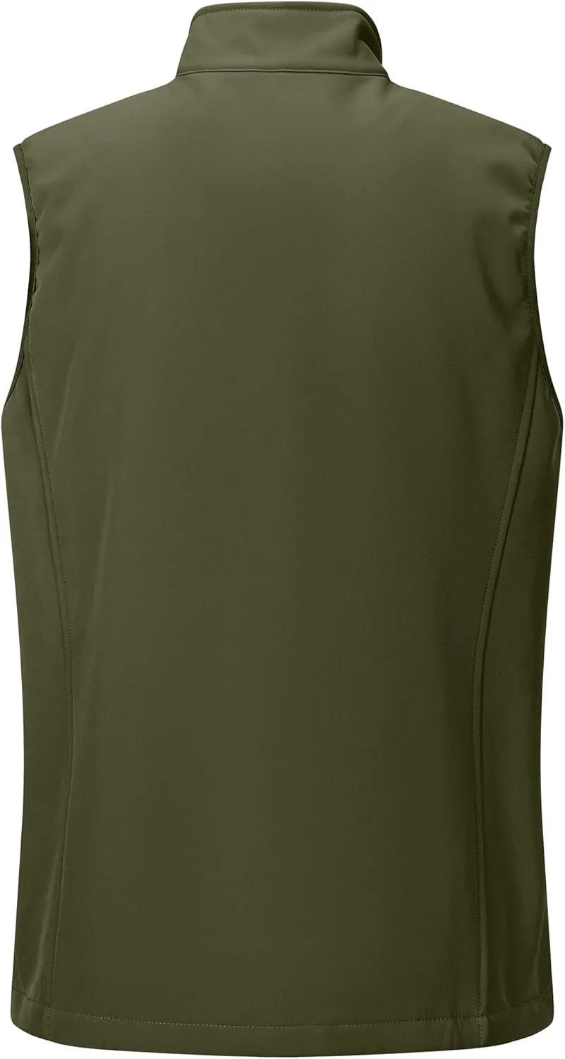 Outdoor Ventures Men's Running Vest Outerwear, Lightweight Windproof Fleece-Lined Softshell Sleeveless Jacket for Golf