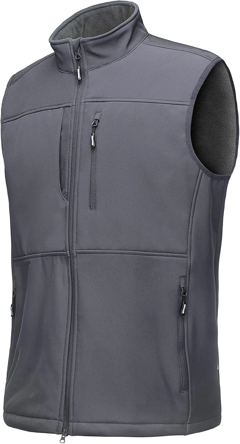 Outdoor Ventures Men's Running Vest Outerwear, Lightweight Windproof Fleece-Lined Softshell Sleeveless Jacket for Golf