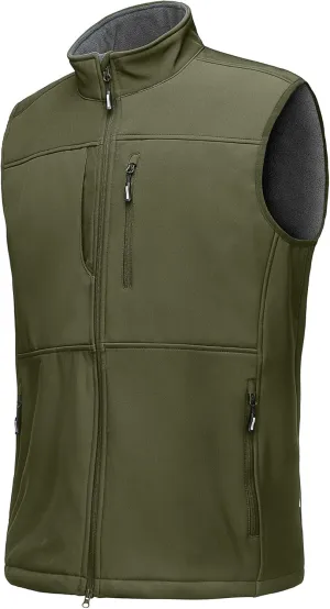 Outdoor Ventures Men's Running Vest Outerwear, Lightweight Windproof Fleece-Lined Softshell Sleeveless Jacket for Golf