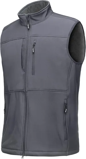 Outdoor Ventures Men's Running Vest Outerwear, Lightweight Windproof Fleece-Lined Softshell Sleeveless Jacket for Golf