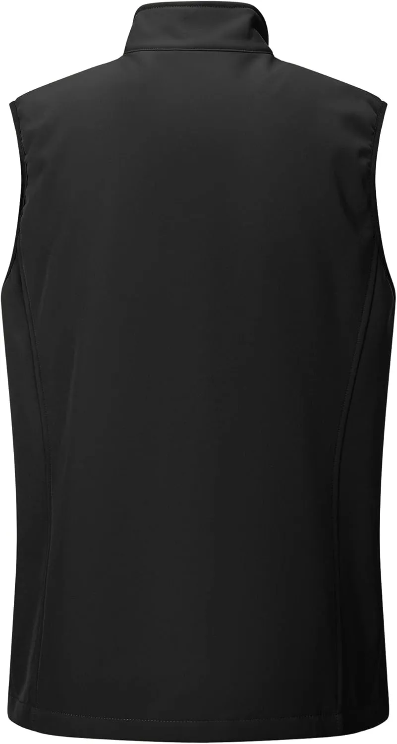 Outdoor Ventures Men's Running Vest Outerwear, Lightweight Windproof Fleece-Lined Softshell Sleeveless Jacket for Golf