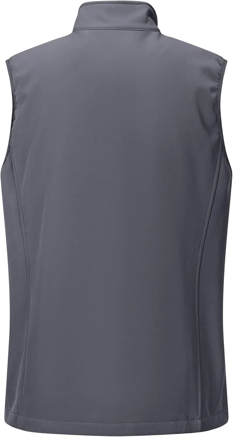 Outdoor Ventures Men's Running Vest Outerwear, Lightweight Windproof Fleece-Lined Softshell Sleeveless Jacket for Golf