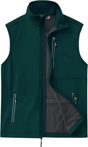Outdoor Ventures Men's Windproof Softshell Vest Outerwear Lightweight Sleeveless Jacket for Running Golf Hiking Travel
