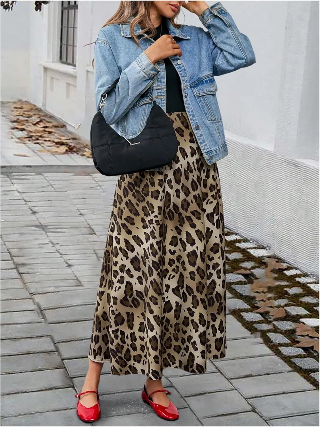 OYOANGLE Women's All Over Print Maxi Skirts High Waist Flowy Zipper A Line Long Skirts Trendy Work Office Midi Skirts