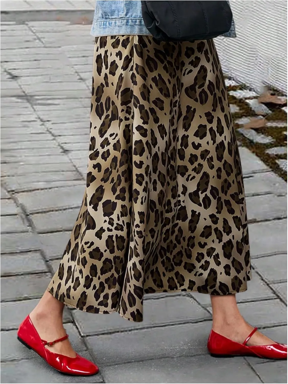 OYOANGLE Women's All Over Print Maxi Skirts High Waist Flowy Zipper A Line Long Skirts Trendy Work Office Midi Skirts