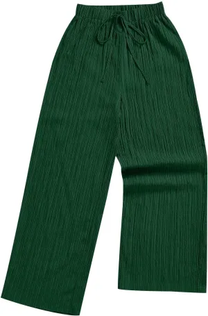 Pants for Womens Casual Elastic Waist Loose Fit Wide Leg Long Pant Summer Fashion Elastic Waist Sports Trousers