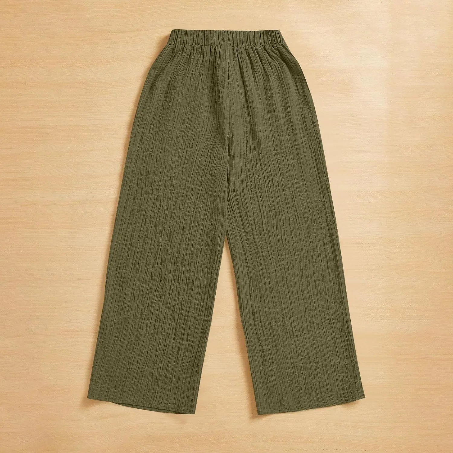 Pants for Womens Casual Elastic Waist Loose Fit Wide Leg Long Pant Summer Fashion Elastic Waist Sports Trousers