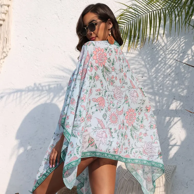 Peggy - Deep V Neck Printed Two-Piece Swimsuit Set