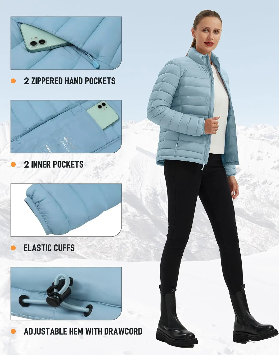 Pioneer Camp Women's Packable Puffer Jacket Winter Lightweight Quilted Coat Water-Repellent Insulated Thermal Warm Outerwear