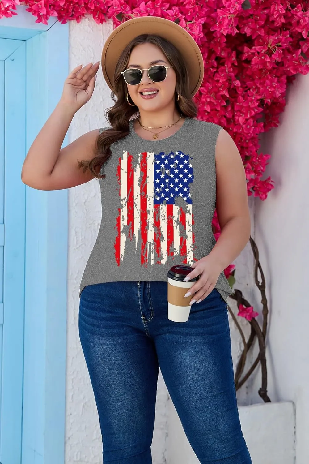 Plus Size Tops for Women Sleeveless Summer Tank Top Loose Fit Casual Tunics Shirts 1XL - 5XL