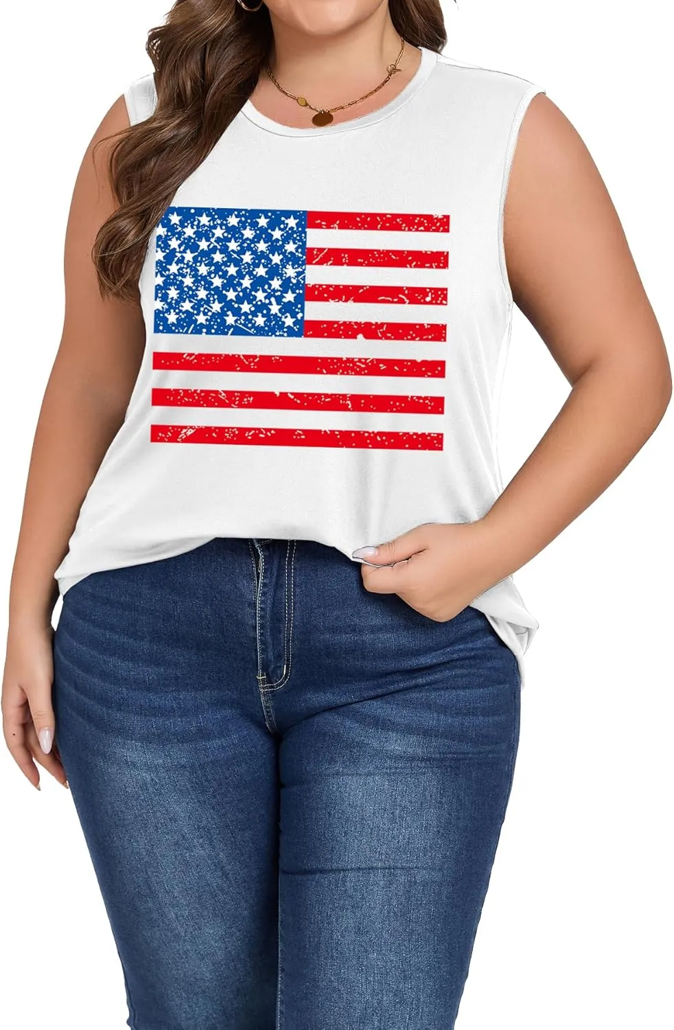 Plus Size Tops for Women Sleeveless Summer Tank Top Loose Fit Casual Tunics Shirts 1XL - 5XL