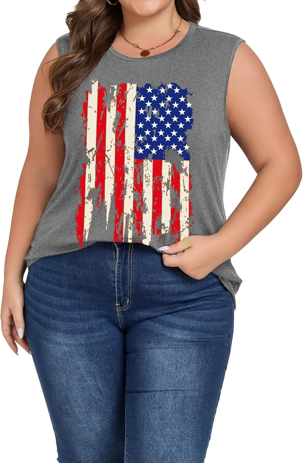 Plus Size Tops for Women Sleeveless Summer Tank Top Loose Fit Casual Tunics Shirts 1XL - 5XL
