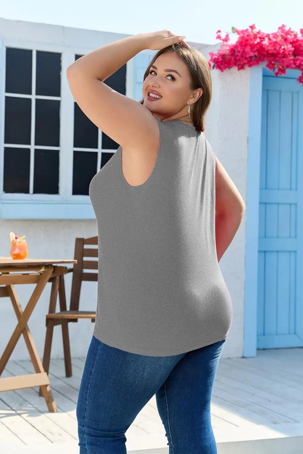 Plus Size Tops for Women Sleeveless Summer Tank Top Loose Fit Casual Tunics Shirts 1XL - 5XL