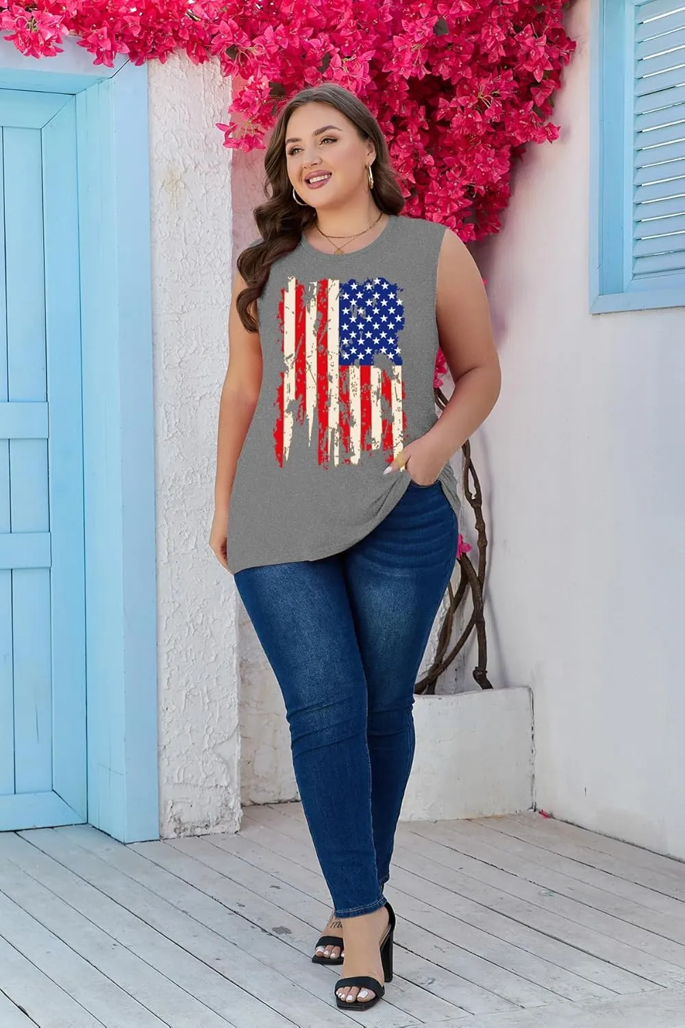 Plus Size Tops for Women Sleeveless Summer Tank Top Loose Fit Casual Tunics Shirts 1XL - 5XL