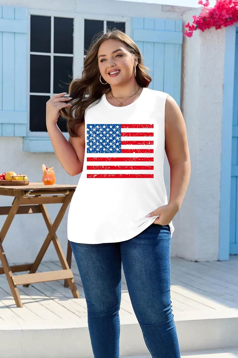 Plus Size Tops for Women Sleeveless Summer Tank Top Loose Fit Casual Tunics Shirts 1XL - 5XL