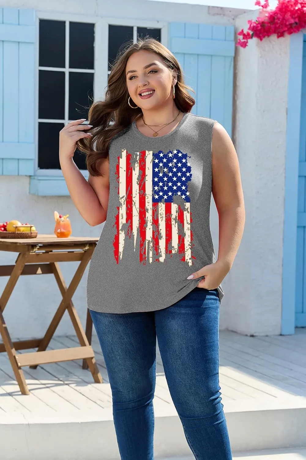 Plus Size Tops for Women Sleeveless Summer Tank Top Loose Fit Casual Tunics Shirts 1XL - 5XL