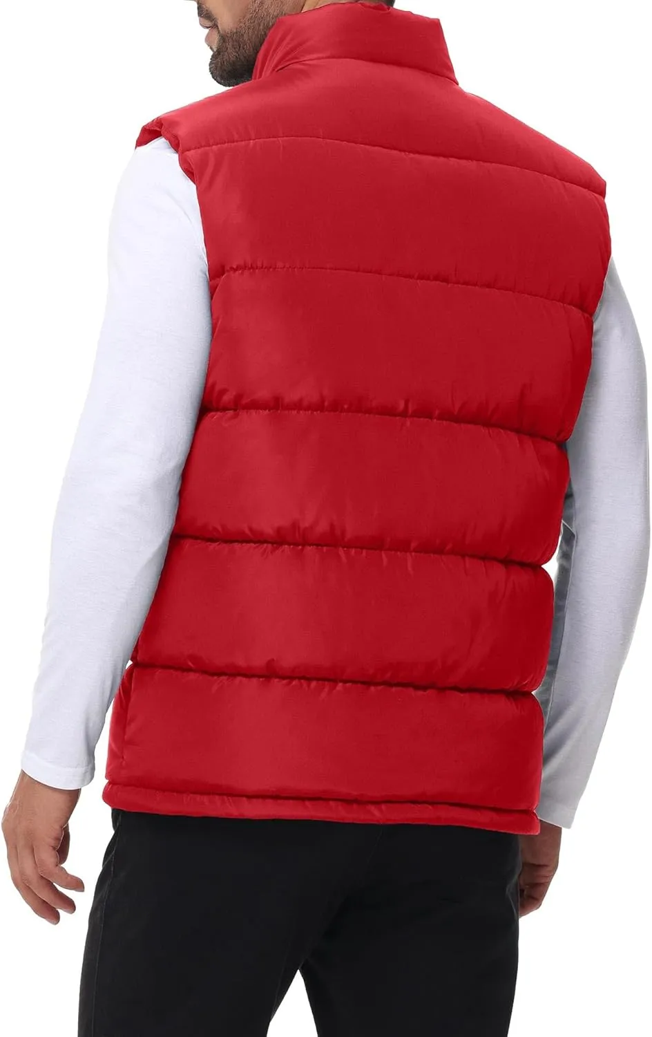 Polu Men's Water-Resistant Puffer Vest Sleeveless Jacket Stand Collar Zipper Winter Warm Outerwear with 3 Pockets