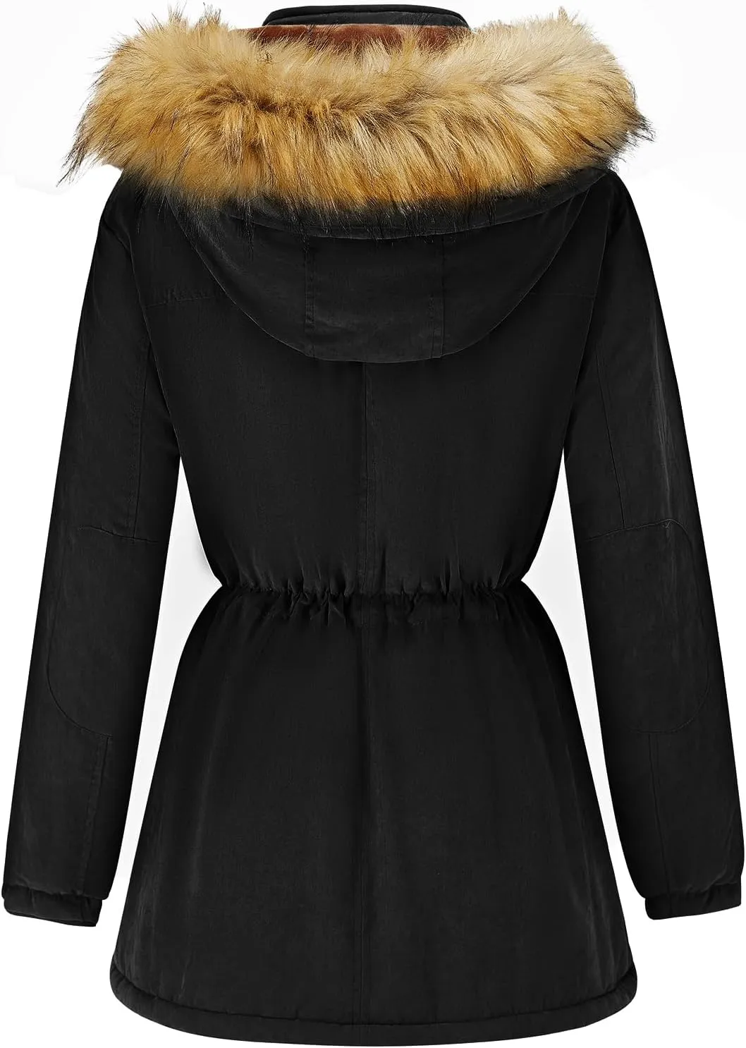poonyfesh Women's Winter Coat Warm Fleece Line Parka Jacket with Fur Hood Windproof Thicken Outerwear
