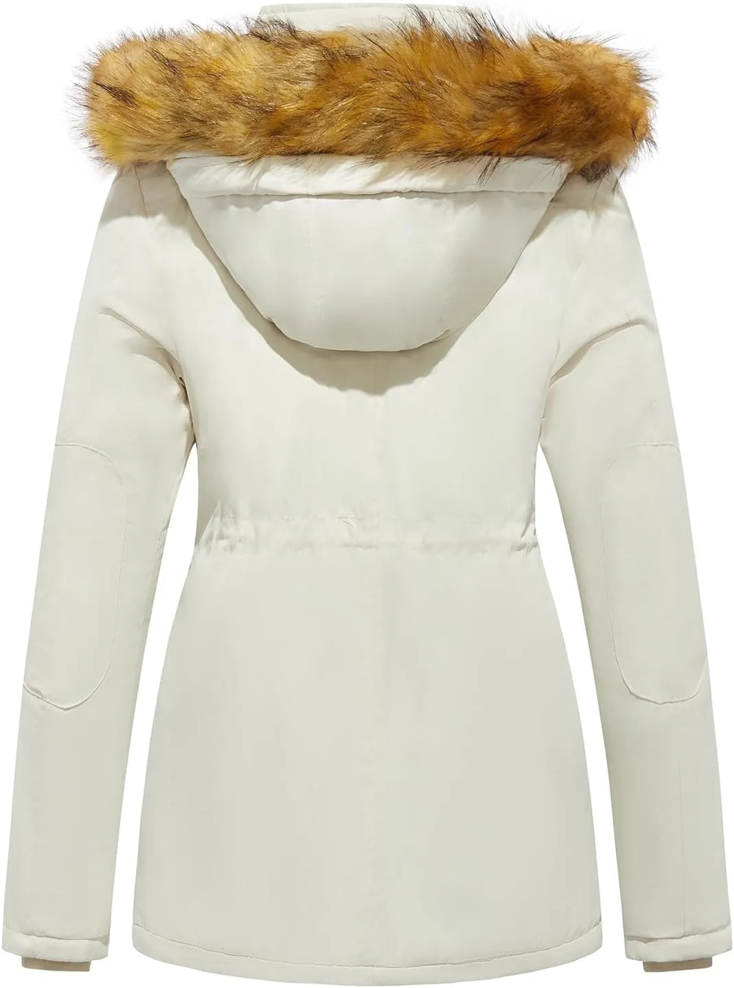 poonyfesh Women's Winter Coat Warm Fleece Line Parka Jacket with Fur Hood Windproof Thicken Outerwear