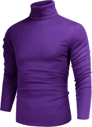 Poriff Men's Casual Slim Fit Basic Tops Knitted Lightweight Turtleneck Pullover Sweater
