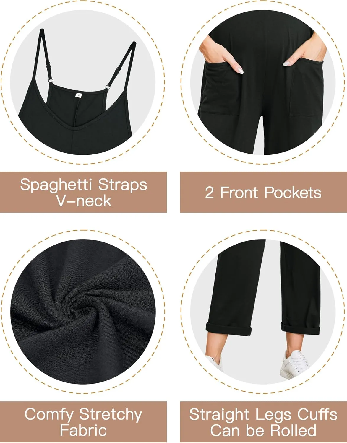 POSHGLAM Women's Maternity Jumpsuits Sleeveless V Neck Adjustable Spaghetti Strap Loose Straight Overalls Stretchy Rompers