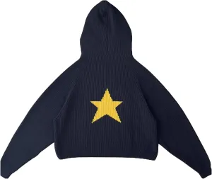 Pullover Knit Sweater Grunge Graphic Star Hooded Sweatshirts Women Y2k Oversized Streetwear Hoodies