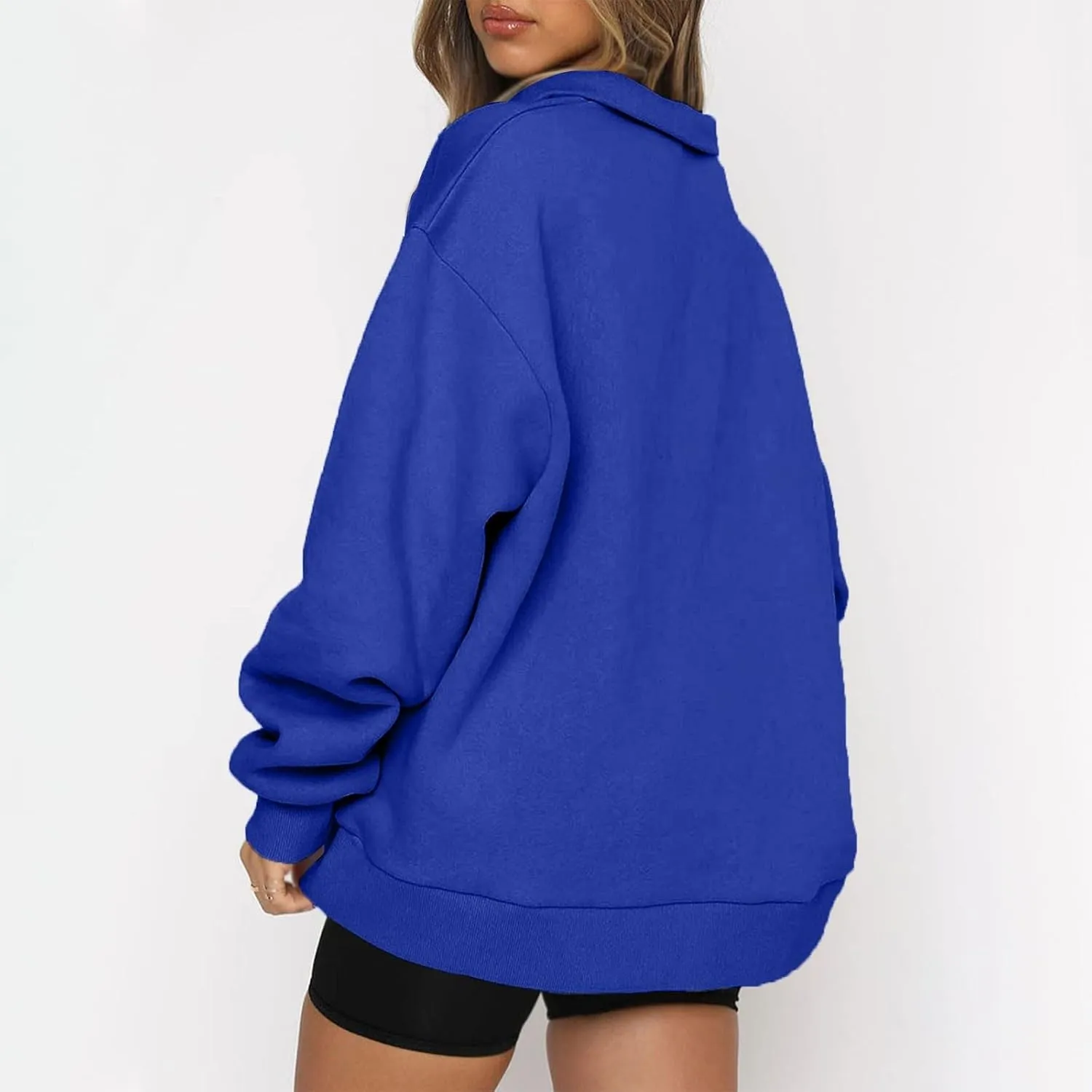 Quarter Zip Pullover for Women Fall Long Sleeve Sweaters Drop Shoulder Y2k Half Zip Blouses Casual Sweatshirt