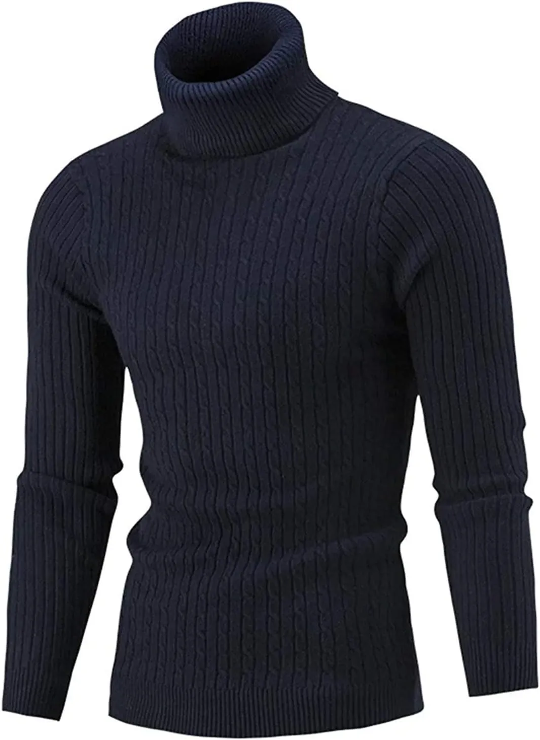 QZH.DUAO Men's Casual Slim Fit Turtleneck Pullover Sweaters Tops with Twist Patterned