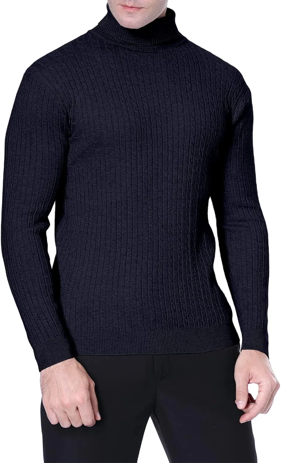 QZH.DUAO Men's Casual Slim Fit Turtleneck Pullover Sweaters Tops with Twist Patterned