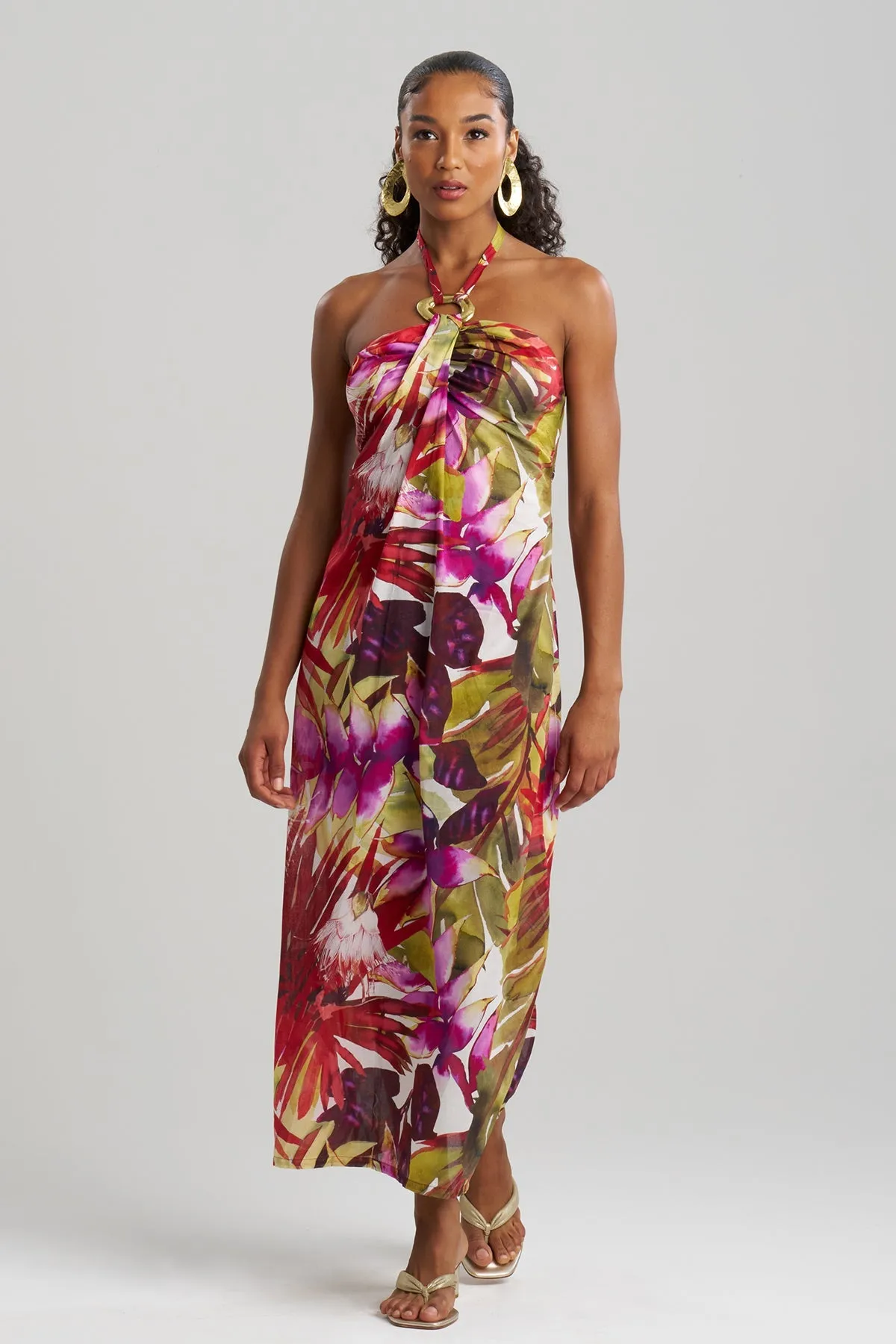 Rainforest Cotton Maxi Halter Dress