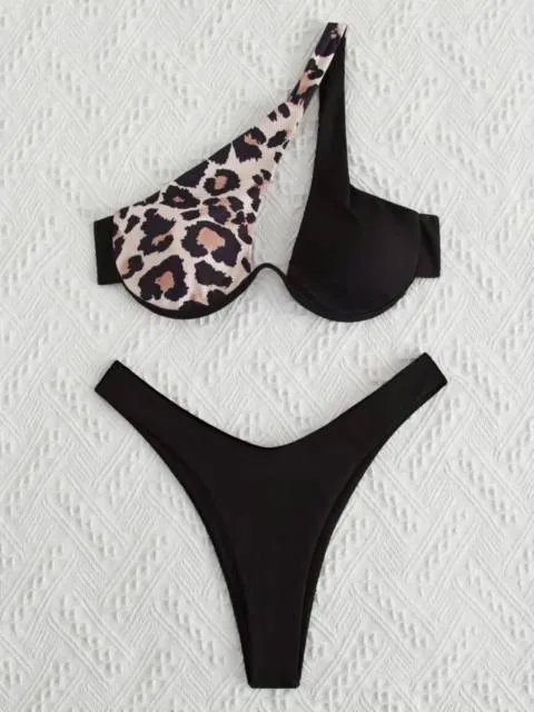 Rib Bikinis Women Push Up Swimsuit Two Piece