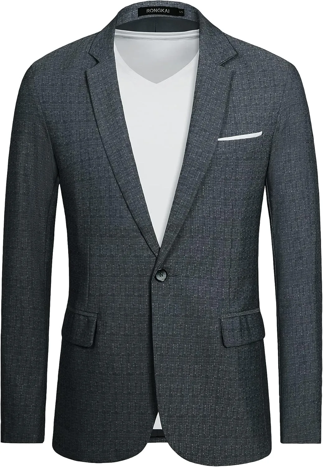 RONGKAI Mens Sports Coats Blazer Casual for Men Slim Fit One Button Lightweight Suit Jackets