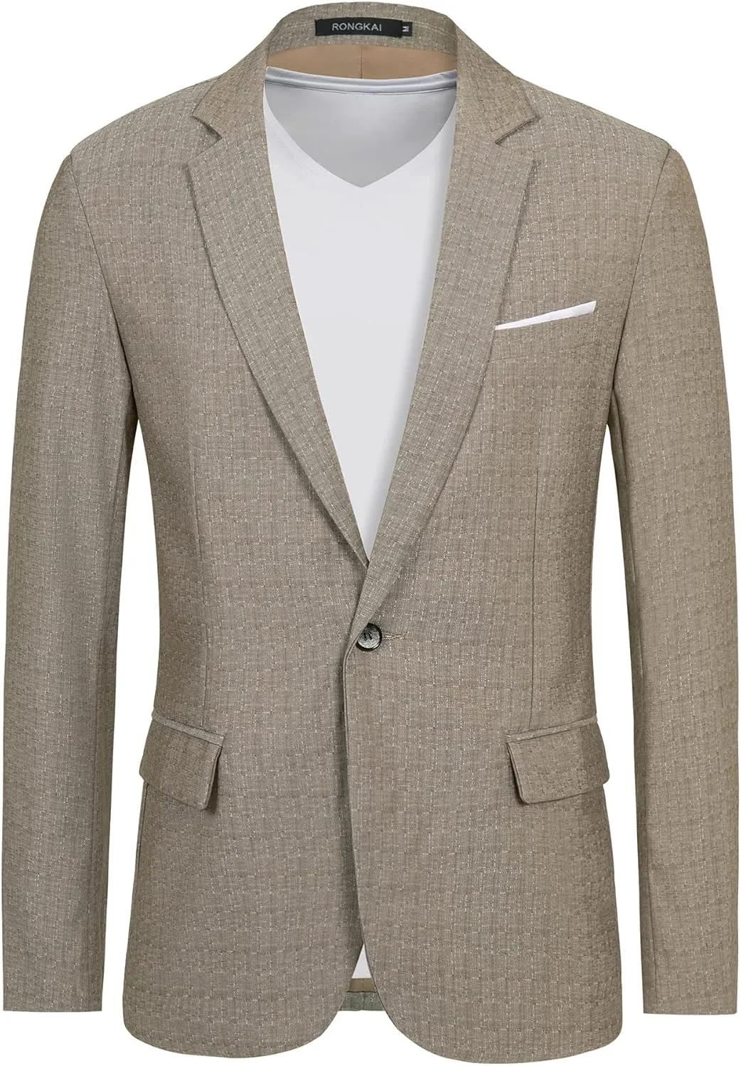 RONGKAI Mens Sports Coats Blazer Casual for Men Slim Fit One Button Lightweight Suit Jackets