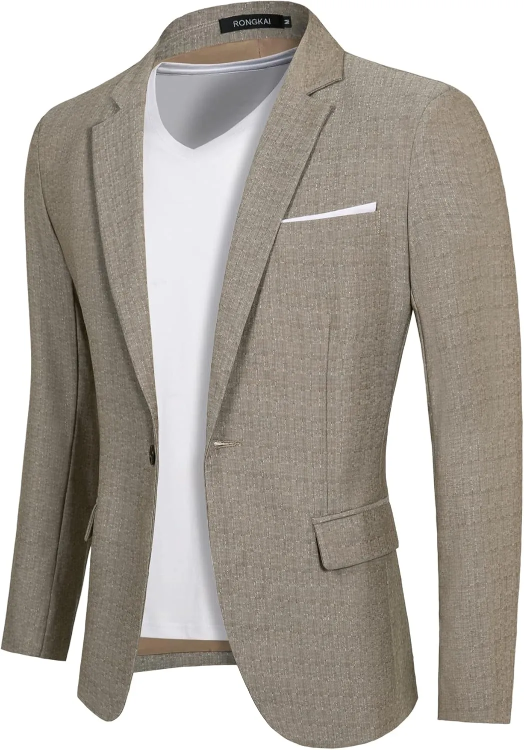 RONGKAI Mens Sports Coats Blazer Casual for Men Slim Fit One Button Lightweight Suit Jackets
