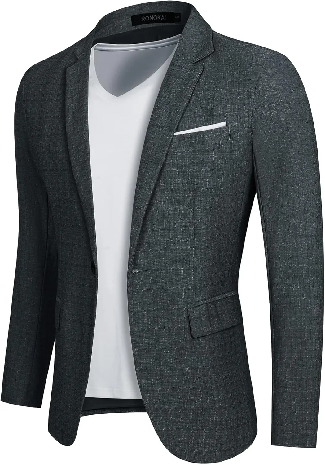 RONGKAI Mens Sports Coats Blazer Casual for Men Slim Fit One Button Lightweight Suit Jackets