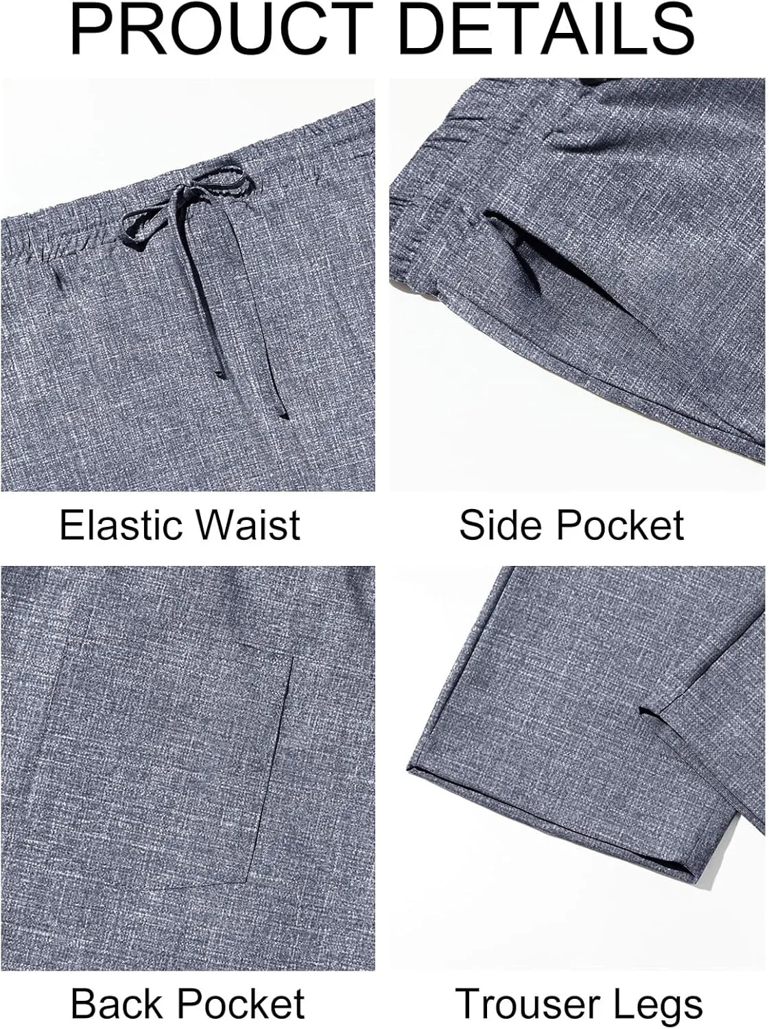 Runcati Mens Casual Pants Drawstring Elastic Waist Lightweight Cropped Linen Pants Summer Yoga Beach Trousers