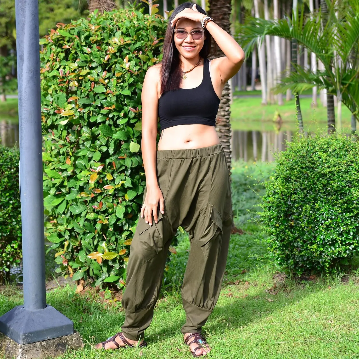 Sakoonee Casual Lounge Pants Yoga Harem Trousers Men Women 2 Pockets