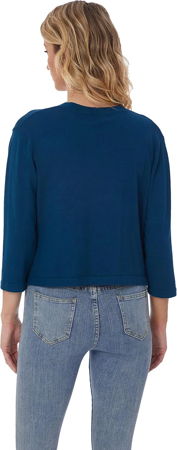Satuun Women's 3/4 Sleeve Shrugs Lightweight Open Front Cropped Cardigan Tops